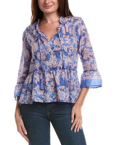 Johnny Was Ruffle Lake Blouse In Blue