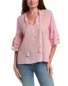 Johnny Was Ruffle Sleeve Blouse In Animal Print