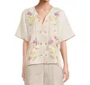 Johnny Was Ruffle Sleeve Field Blouse In Beige