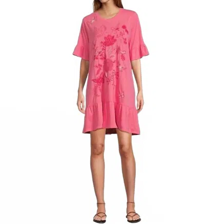 Johnny Was Ruffle Sleeve Knit Dress Diina In Fandango Pink In Red