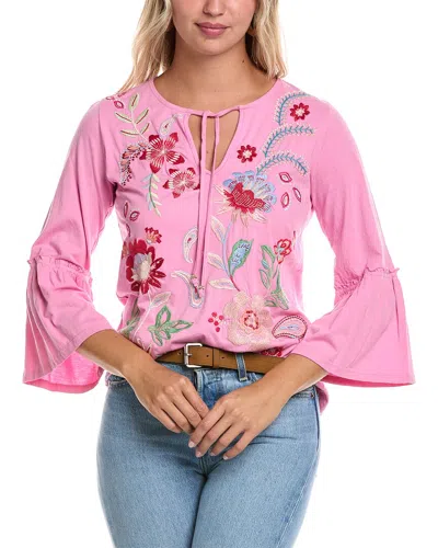 Johnny Was Ruffle Sleeve T-shirt - Freyde In Pink
