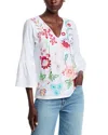 Johnny Was Freyde Ruffle Sleeve Top In White In White