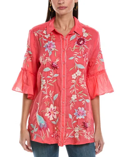 Johnny Was Ruffle Sleeve Tunic In Red