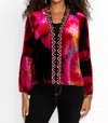 Johnny Was Ruffle Sleeve Velvet Bolero In Ruby Bloom In Black
