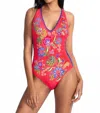 Johnny Was Rumba Cross Back One Piece In Rumba Watermelon In Red