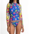 Johnny Was Rumba Mix Long Sleeve Surf Shirt In Blue