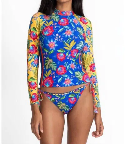 Johnny Was Rumba Mix Long Sleeve Surf Shirt In Blue