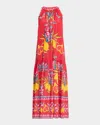 Johnny Was Ruthie Sleeveless Floral-print Silk Midi Dress