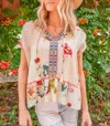 Johnny Was Sakura Paise Blouse In Cream / White