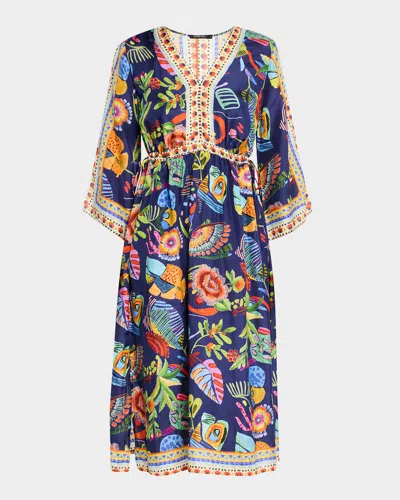 Johnny Was Saskia Floral-print Silk Midi Dress In Farout Scarf