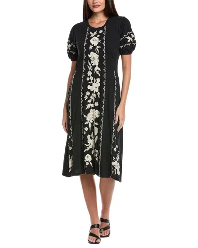 Johnny Was Camille Seamed Knit Dress In Black In Multi