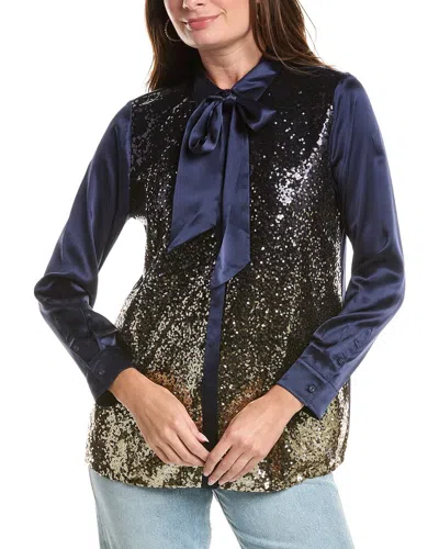 Johnny Was Selya Sequin Tie Shirt In Blue