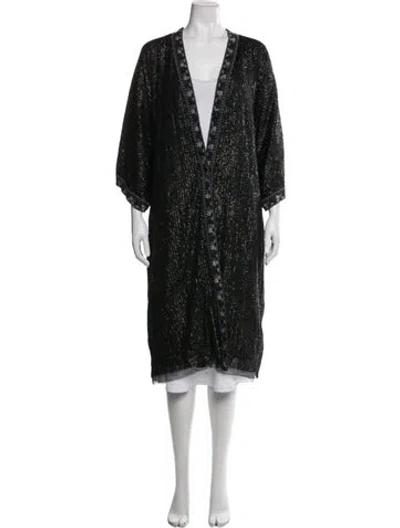 Pre-owned Johnny Was Sequin Patterned Jacket In Black