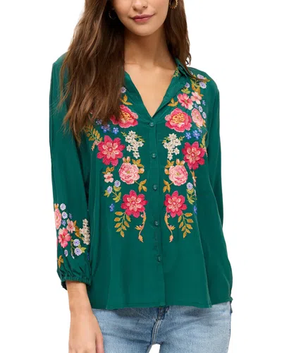Johnny Was Seren Silk Top In Green