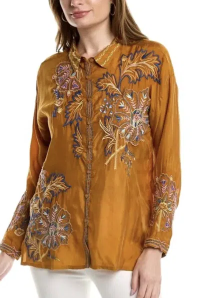 Johnny Was Serenity Button Down In Rust In Gold