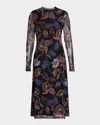Johnny Was Shelly Floral-print Mesh Midi Dress In Multi