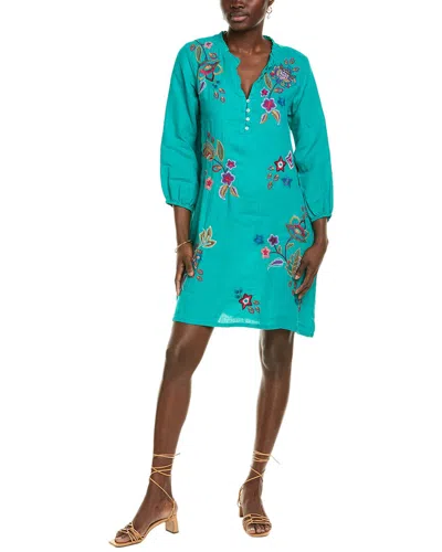Johnny Was Shift Linen Dress In Green