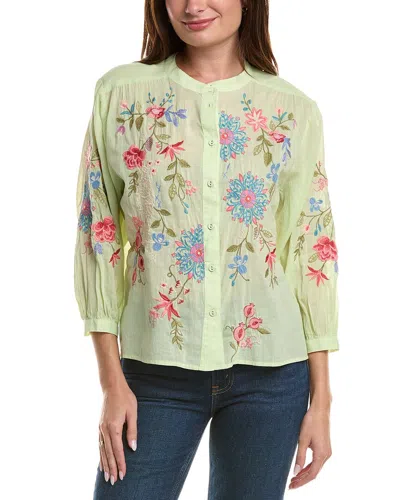 Johnny Was Shirred Yoke Blouse In Green