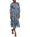 Johnny Was Shivali Silk Midi Dress In Blue
