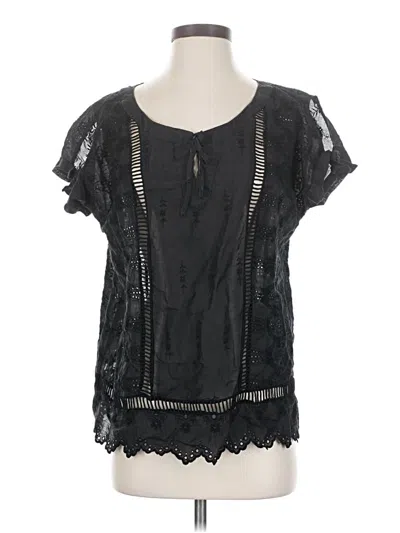 Pre-owned Johnny Was Short Sleeve Blouse In Black