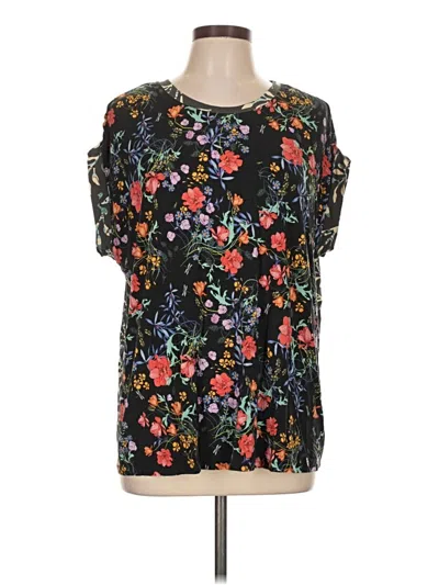 Pre-owned Johnny Was Short Sleeve Blouse In Black
