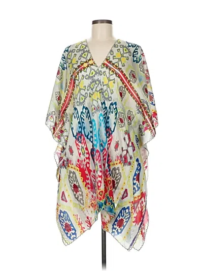 Pre-owned Johnny Was Short Sleeve Blouse In Blue