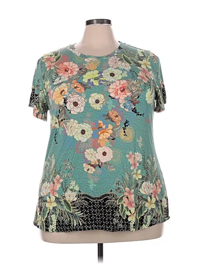 Pre-owned Johnny Was Short Sleeve Blouse In Blue