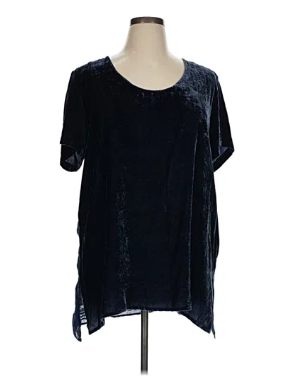 Pre-owned Johnny Was Short Sleeve Blouse In Blue