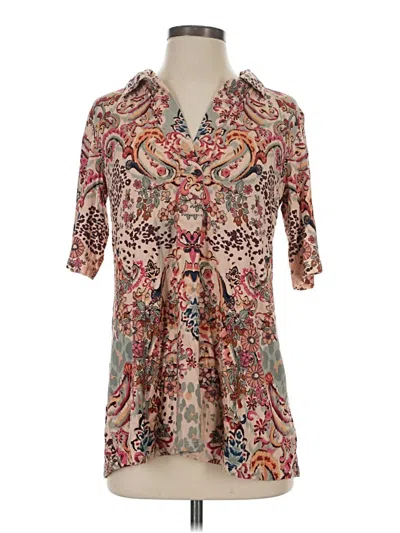 Pre-owned Johnny Was Short Sleeve Blouse In Brown