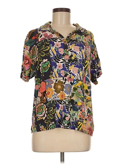 Pre-owned Johnny Was Short Sleeve Blouse In Gold