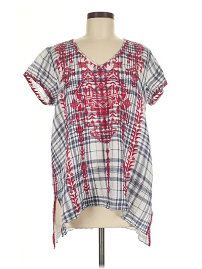 Pre-owned Johnny Was Short Sleeve Blouse In Gray