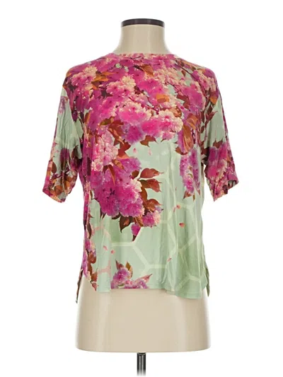 Pre-owned Johnny Was Short Sleeve Blouse In Green