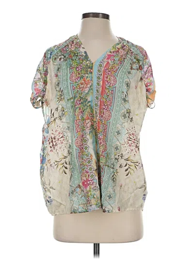 Pre-owned Johnny Was Short Sleeve Blouse In Ivory