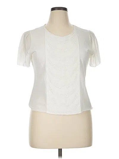 Pre-owned Johnny Was Short Sleeve Blouse In Ivory
