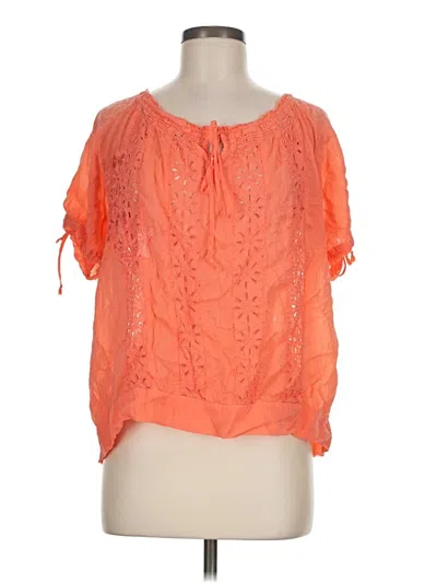 Pre-owned Johnny Was Short Sleeve Blouse In Orange