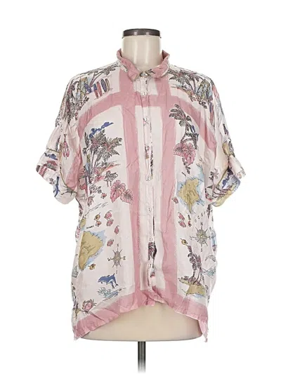 Pre-owned Johnny Was Short Sleeve Blouse In Pink