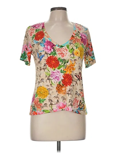 Pre-owned Johnny Was Short Sleeve Blouse In Pink