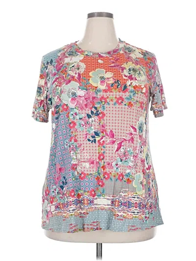 Pre-owned Johnny Was Short Sleeve Blouse In Pink