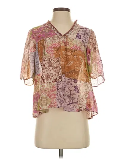 Pre-owned Johnny Was Short Sleeve Blouse In Pink