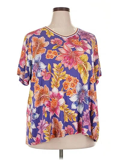 Pre-owned Johnny Was Short Sleeve Blouse In Purple