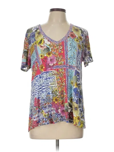Pre-owned Johnny Was Short Sleeve Blouse In Silver