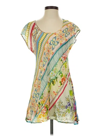 Pre-owned Johnny Was Short Sleeve Blouse In White