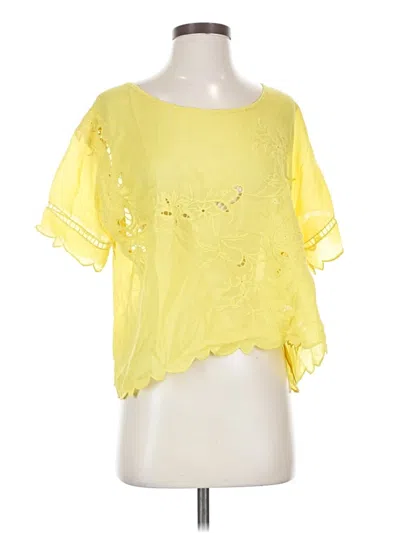 Pre-owned Johnny Was Short Sleeve Blouse In Yellow