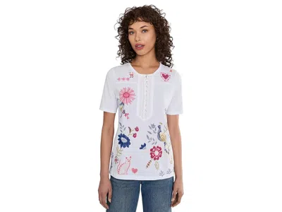Johnny Was Short Sleeve Seamed T-shirts - Karissa In White
