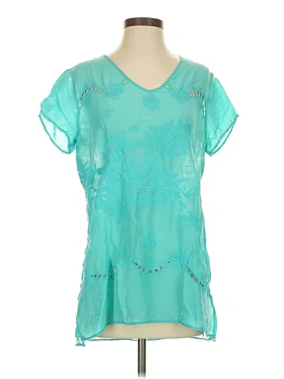 Pre-owned Johnny Was Short Sleeve T-shirt In Blue