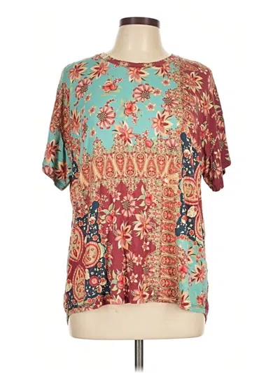 Pre-owned Johnny Was Short Sleeve T-shirt In Red
