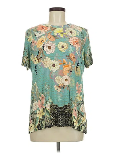Pre-owned Johnny Was Short Sleeve T-shirt In Teal