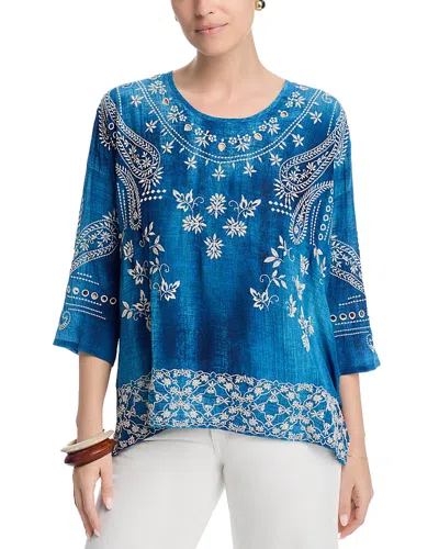 Johnny Was Siana Silk Blouse In Blue