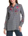Johnny Was Side Button Henley Tunic In Multi