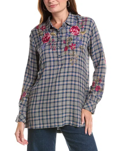 Johnny Was Side Button Henley Tunic In Multi